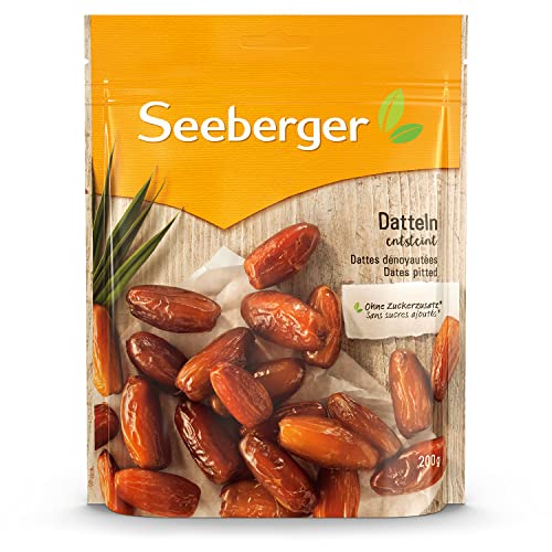 Seeberger Dattes : Dattes au goût de miel à la chair crémeuse - pour sucrer naturellement les plats - dénoyautées, séchées et non soufrées - sans ajout de sucre (1 x 200 g)