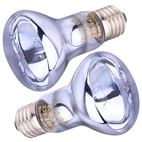 AIICIOO Ampoule à lumière du jour lampes chauffantes pour reptiles et amphibiens 50W pack de 2, blanc