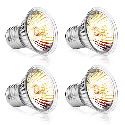 Adiwo Lampe Chauffante, 4pcs 50W/75W Lampe Chauffante Tortue, UVA+UVB E27 Spiral Lampe Reptiles, Silver Plated Glass Ampoule Lamp Chauffante Tortue pour Tortue Serpent Lézard Cacatoès Caméléon