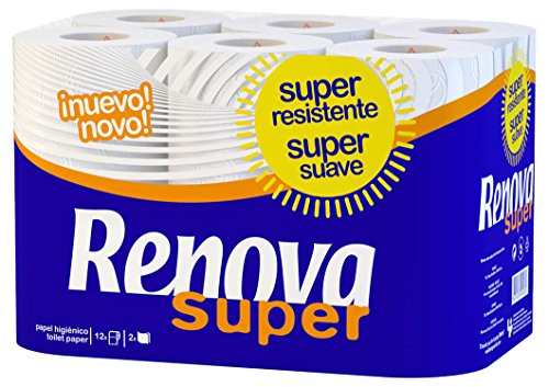Renova Super Papier Hygiénique 2 plis blanc, 12 rouleaux