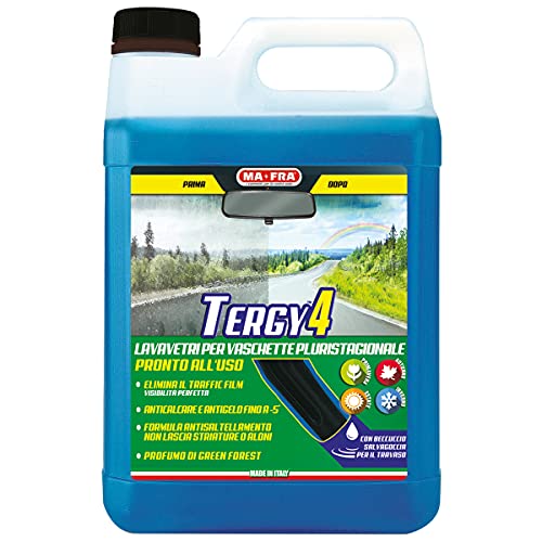 Mafra, Tergy 4, Format 4,5L, Liquide Lave-Glace Automobile Multisaison prêt à l'emploi pour bacs Lave-Glace, Nettoyant Antigel pour Essuie-Glaces Jusqu'à -5°C, élimine Les Pellicules de Circulation