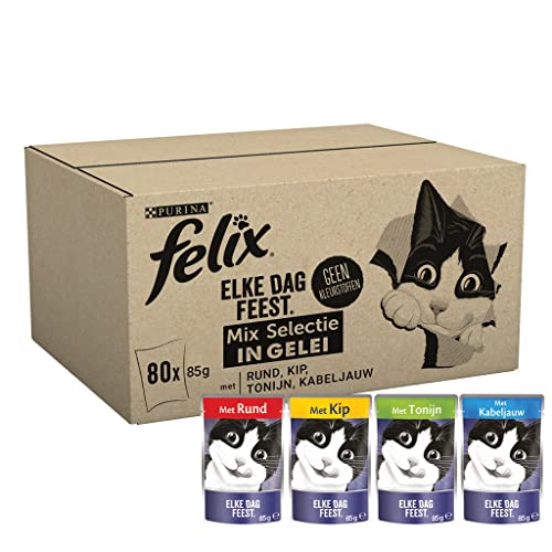 Felix Tendres Effilés Sélection Mixte : Bœuf, Poulet, Thon, Cabillaud - 80x85g