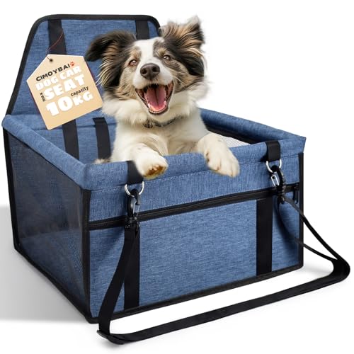 CIMOYBAI Siège Auto pour Chien, Extra Stable, pour Chiens de Petite à Moyenne Taille, Tissu Oxford, Respirant, Lavable, Pliable (Marineblau)