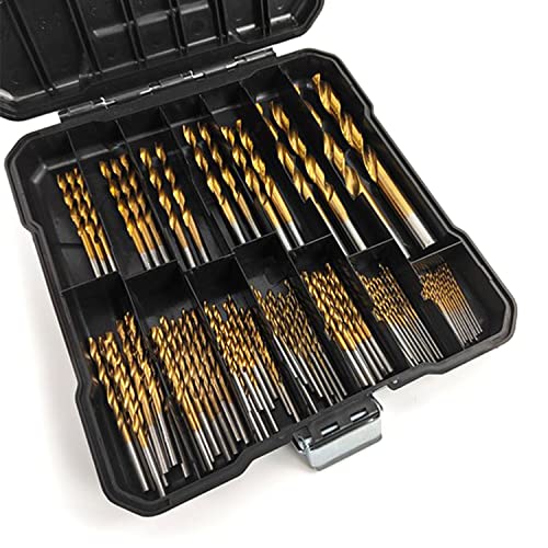 99 Pièces Coffret Foret Bois Hélicoïdaux, Foret Metal Revêtus de Titane, Ø1.5-10mm Foret Perceuse set, Forage pour Bois et Plastique (99)