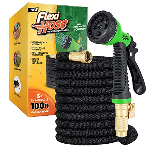 Tuyau d'arrosage extensible Flexi Hose Upgraded - ultra flexible/ne s'emmêle pas - raccords en laiton massif 2 cm - 8 modes d'arrosage - noir - 30 m