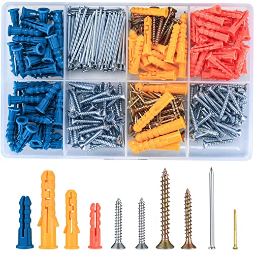 360 Pièces Universal Kit Vis et Chevilles Ancrage d'expansion, Chevilles Vis Creuses Maçonnerie Autoperceuses, Chevilles avec Vis à Bois