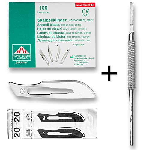 Couteau Scalpel Stérilisé Avec Lames Chirurgicales - Manche Acier Carbone, Pour Dentaire, Beauté, Bricolage