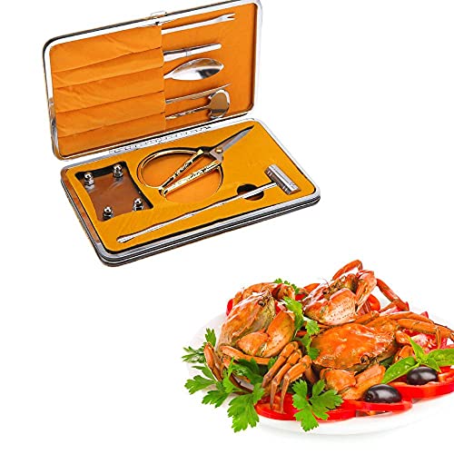 8pcs outils de fruits de mer, homard crabe noix craquelin ouvreur ensemble d'outils en acier inoxydable fruits de mer griffe fourchettes/pics set avec boîte d'emballage