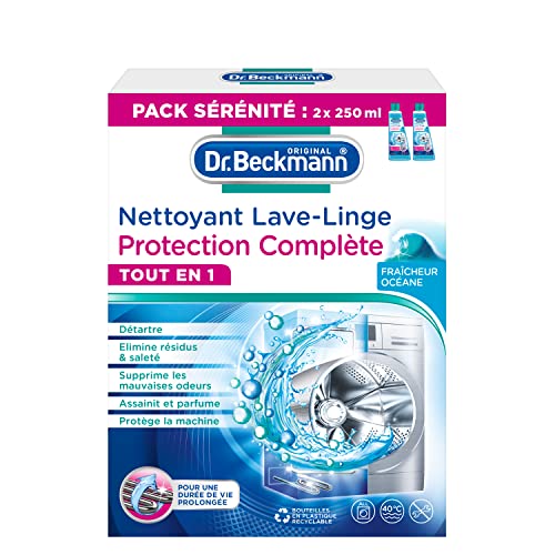 Dr. Beckmann Nettoyant Lave-Linge Protection Complète | TOUT EN 1 | Fraîcheur Océane (2X250ml)-500ml