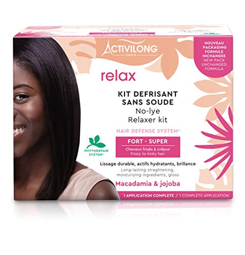 ACTIVILONG - Kit Défrisant Sans Soude Relax - Fort - Lissage Durable - Cheveux Fins À Normaux - Nourrit, Défrise Et Apporte De La Brillance - Macadamia Et Jojoba - Sans Soude - Made In France