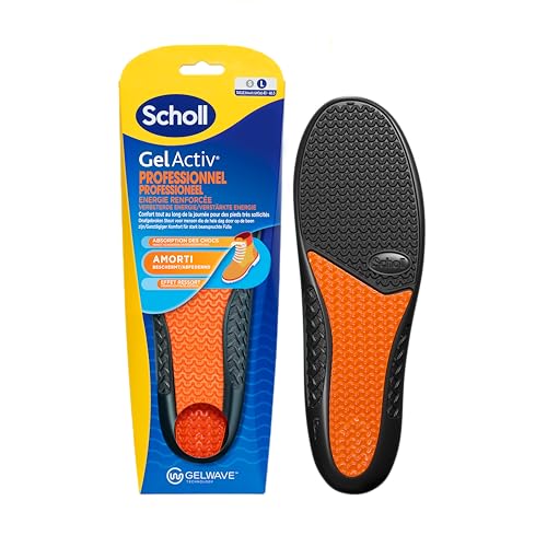 Scholl Semelles GelActiv Professionnel - Chaussures de travail Hommes - Pour un confort durable avec une absorption des chocs et un amorti renforcé grâce à la technologie GelWave - Taille 40 à 46,5
