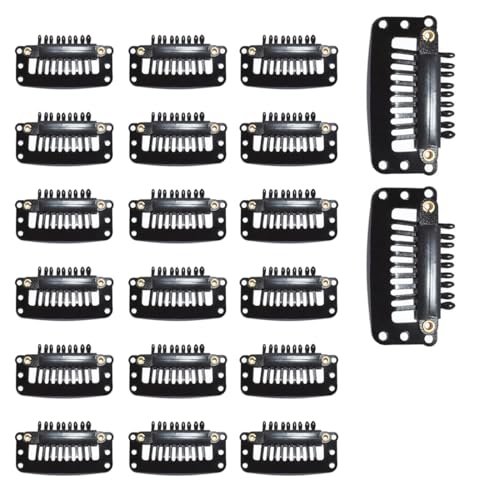 OHREN PERRUQUE clip, 20 Pièces, Clips Métal U, Peigne, Pince Extension Cheveux, Barrette, Accessoires Bricolage (Noir)