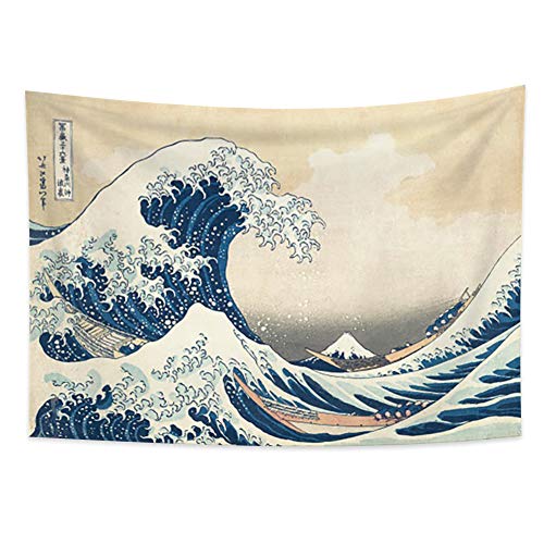 YONGFOTO 100x70cm Ukiyo-e Tapisserie Mont Fuji 36 vues Pièce Tenture La grande vague de Kanagawa Paysage Art mural Japonais Peinture traditionnelle Style Toyo Tapisseries