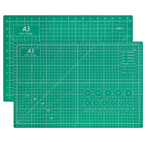 Tapis de Découpe A3-5 Couches PVC Auto-cicatrisant Plaque de Découpe, Planche à Découper Double Face Craft Mat, Parfait Pour la Couture,Tapis Patchwork, le Bricolage, Impérial/Métrique