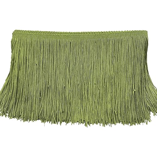 15 cm x 2 m - Bordure Franges - Ruban dcoratif - Frange de Danse - Frange Coupe en Soie - pour la Couture, Le Bricolage, Les vtements, la Lingerie, Les Costumes, Les Rideaux, la dcoration, Vert Olive