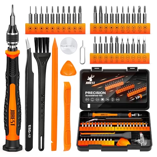JOREST 38Pcs Kit Tournevis de Précision, Set Outils avec Torx T1 T2 T3 T4 T5, T6 T7 T8 T9 T10 T15 T20, Etoile P2/P5/P6, Triwing Y000, etc, pour iphone, Switch, PS4, Mac, Laptop, Lunettes, Montre