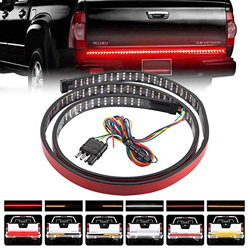 Teguangmei Barre de Feu Arrière LED à Trois Rangées 120cm 432LED Blanc/Rouge/Ambre Barre Lumineuse LED Étanche pour Voiture et Camion SUV Feu Arrière Clignotant Feu de Freinage Feu de Stationnement