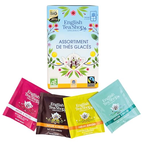 English Tea Shop - Thé glacé bio infusion à froid - Ice tea bio naturel - 20 sachets de thé à infuser à froid pour créer de l'eau aromatisée sans sucre rafraichissante - Meilleur produit bio 2024