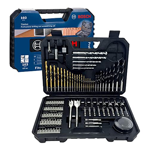 Bosch Professional 103 pièces Jeu de forets et d'embouts (pour le bois, la pierre et le métal, accessoires outils de perçage et de vissage)