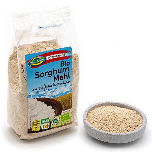 Farine de sorgho biologique - 6 x 300g - Sans OGM et sans gluten - Farine à base de millet de sorgho non pelé et non pelé - D'Autriche - Aliment cru