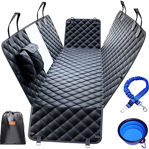 PETPROVED Housse Protection Voiture Chien Protection Siege Voiture pour Chien Protege Banquette Arriere de Voiture Couverture Transport pour Chien (avec Accessoires)
