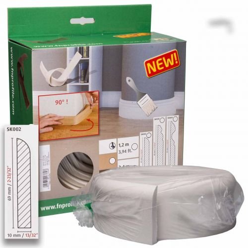 Neuhofer Holz 713193 Biegesockelleiste Plinthe Flexible 10 x 69 x 2400 mm, Blanc
