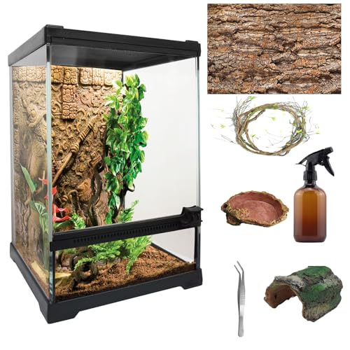 Terrarium pour reptiles - 20 x 20 x 30 cm - Kit de démarrage pour amphibiens - Convient pour les petits reptiles tels que geckos, serpents, lézards, tortues, caméléons, serpents