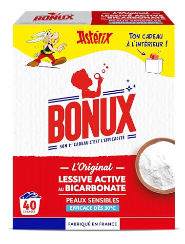 Bonux - Lessive en Poudre l'Original - Adapté aux peaux sensibles - Nettoie en Profondeur - Pour linge Blanc et Couleur - 2Kg et 40 Lavages