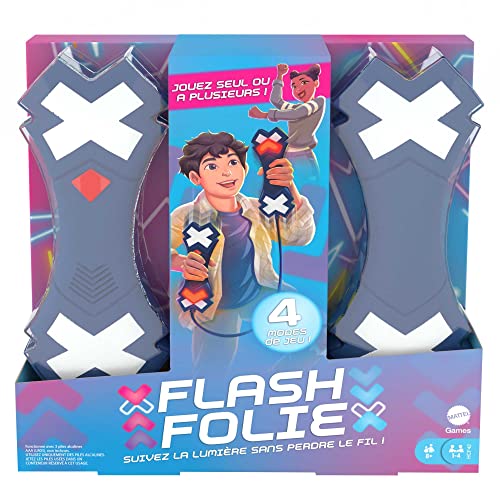 Mattel Games Flash Folie Jeu électronique avec Deux manettes vocales et Lumineuses, 1 à 4 Joueurs, dès 8 Ans, HCF42