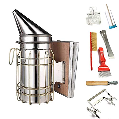 HNJZX Lot de 8 outils d'apiculture pour ruche - Fumoir en acier - Accessoire d'apiculture, multicolore