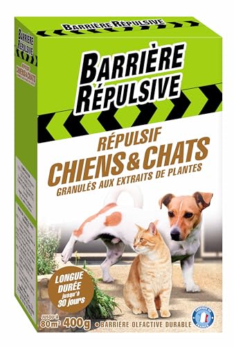 BARRIERE REPULSIVE Répulsif Chiens et Chats, Extérieur, Jusqu'à 80 m², 400 g