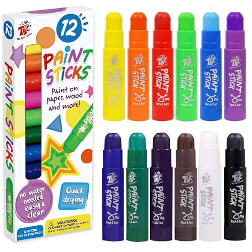 TBC The Best Crafts Crayons de couleur épais pour enfants, lavables et non toxiques, 12 couleurs, craie de cire pour tout-petits