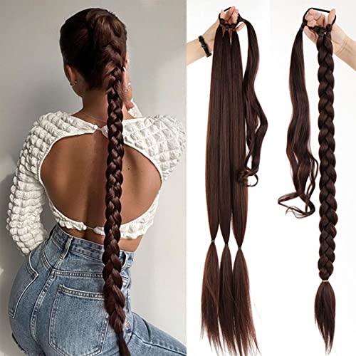 Storaffy Extension queue cheval bricolage 80cm | Longue perruque tressée d'extensions cheveux Extensions noir 3couleurs Pièces naturels tresses accessoires cheveux, Marron Foncé