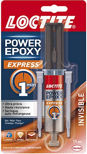 Loctite 2299731 3178041332132 Epoxy Express 1 Min Invisible Rapide, Colle Multi-matériaux, seringue 11ml, 1 Paquet