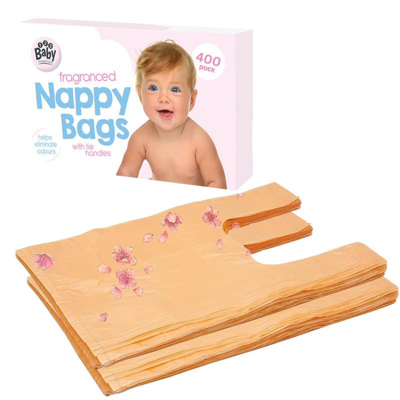 Lot de 400 sacs à couches jetables parfumés au citron, onglets faciles à nouer, élimination des couches, blocage des odeurs, taille du produit sanitaire 31 cm