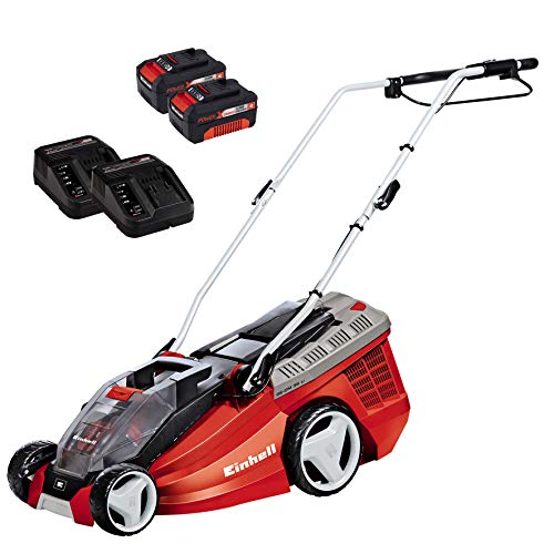 Einhell Tondeuse à gazon sans fil GE-CM 36 Li Kit Power X-Change (36 V, 36 cm largeur de coupe, jusqu'à 350 m², Brushless, 40L bac de ramassage, avec 2x 3,0 Ah batterie et 2x chargeur)