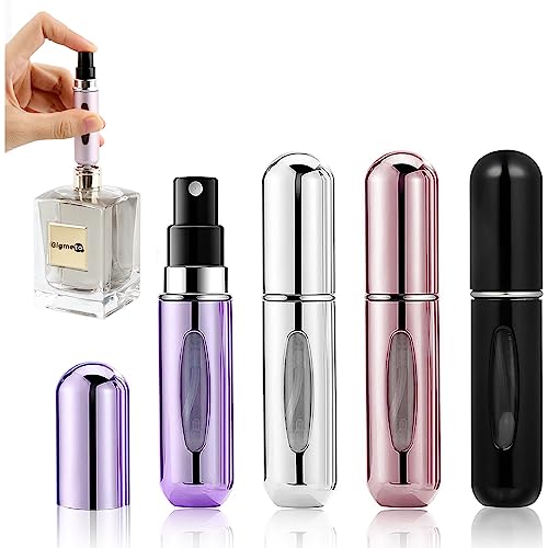 Gigmeta Lot de 4 Bouteille Vaporisateur de Parfum de Voyage, 5ml Mini Portable Voyage Parfum Atomiseur Bouteille Vaporisateur Parfum Vide Rechargeable