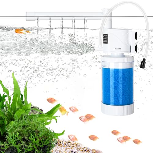AQQA Filtre interne pour aquarium, pompe filtre submersible 8W avec débit d'eau ajustable, pompe filtre pour aquarium avec aération et pluie pour aquarium 60-220L