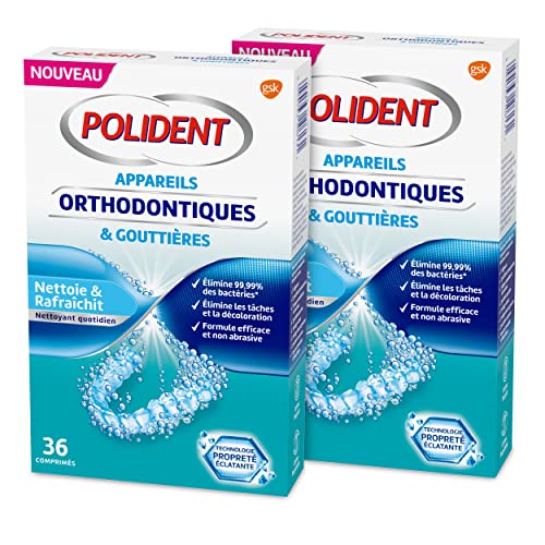 Polident Corega Appareils Orthodontiques et Gouttières, Élimine 99,99 pourcent des bactéries, 72 comprimés