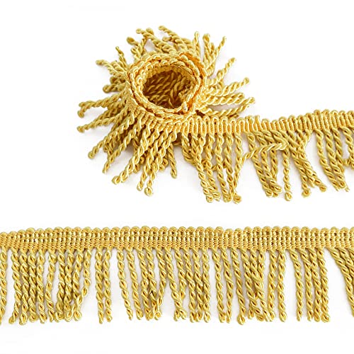 OHYER 3 Mètres Bordures à Franges de Rideaux en Polyester Garniture Franges Rideaux Ruban à Franges Vintage Décoration en Tissu Accessoires pour Rideau Canapé Écharpe Vêtements et Artisanat (Doré)