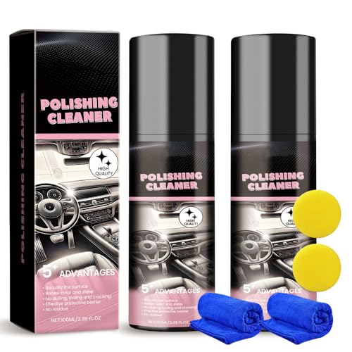 Nettoyant Voiture Interieur, Produit Nettoyage Voiture Interieur, Nettoyant Cuir Plastique pour Interieur de Voiture, Nettoie, protège Tableaux de Bord, Volants, Entretien Cuir auto-100ml (2 Pcs)