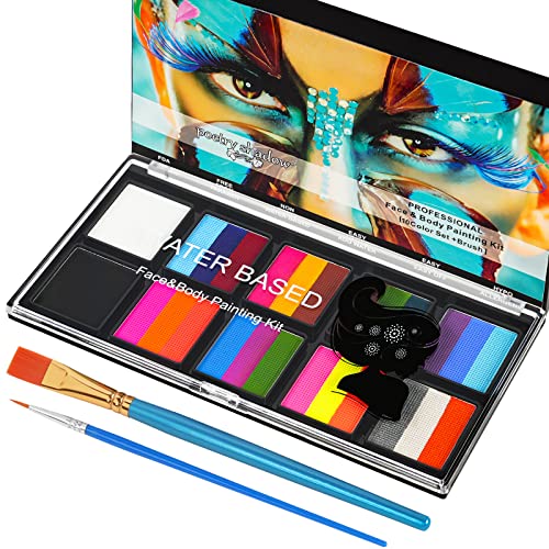 LOPHE Peinture Corporelle, Palette de Maquillage Enfants, Peinture pour le Visage, 10 Couleurs Palette de Tatouage de Peinture à I'huile, Sûr, pour Halloween, Noël, Carnaval, Soirées à Thème