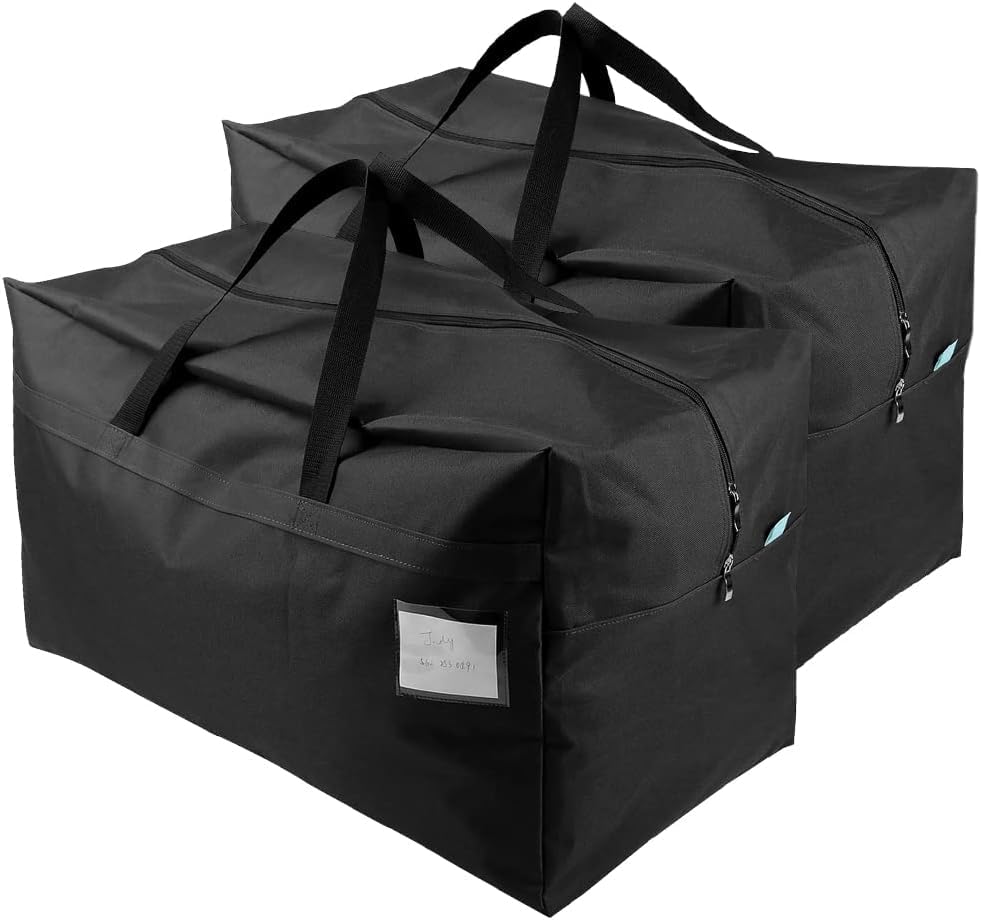 Amonsen Lot de 2 sacs de rangement de grande taille pour vêtements, literie, décorations de festival, 100 L, noir
