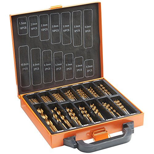 VonHaus Jeu de forets à Métaux avec Mallette de Transport - Coffret Forets Métaux - 99 Forets en Acier Rapide de 1,5 à 10 mm avec revêtement en titane - Pour Percer le Bois, la Maçonnerie et le Métal