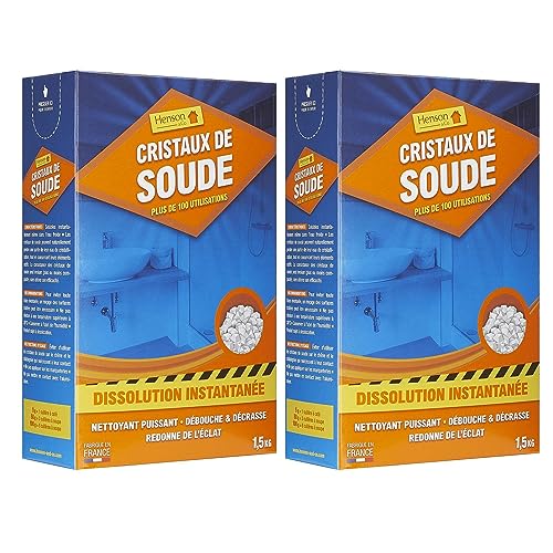 Cristaux de Soude Lot de 2 X 1.5 Kgs – Véritables Cristaux pour une Dissolution Instantanée même dans l’Eau Froide – Idéal pour le Bricolage