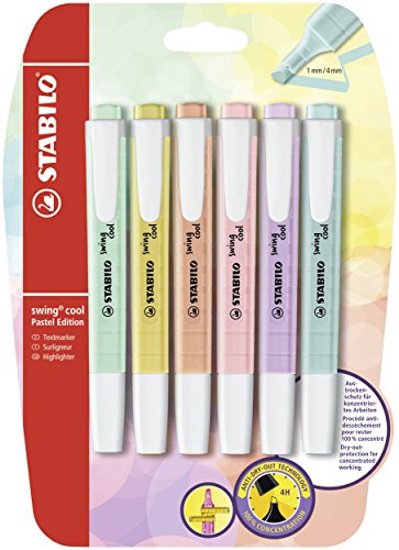 STABILO swing cool pastel - Surligneur - blister x 6 surligneurs pastel - Coloris assortis