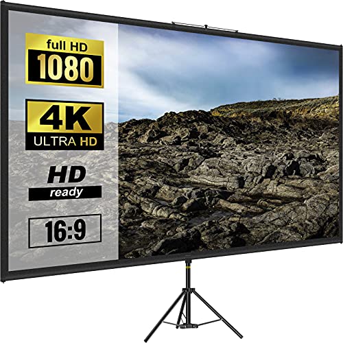 VEVOR Écran de Projection avec Trépied 90' 228,6 cm Toile de Projecteur avec Trépied 16:9 Écran de Projection avec Pied Zone d'image 200 x 113 cm Portable pour Cinéma à Domicile en Salle Multimédia