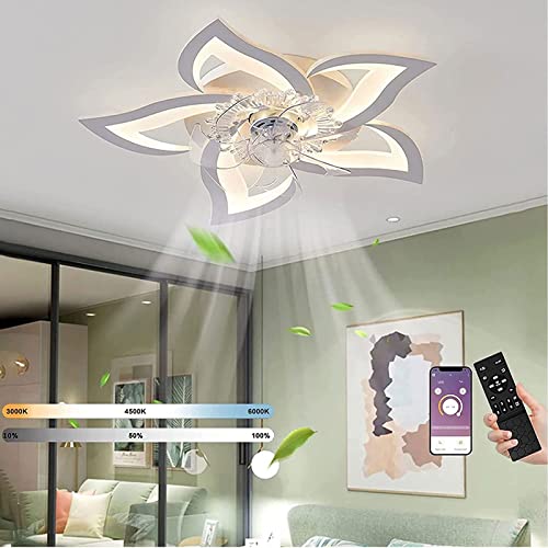 Ventilateur De Plafond Silencieux à LED Avec éclairage, Plafonnier De Chambre à Coucher 50W, Avec Télécommande Et Lampe à Intensité Variable APP Avec Ventilateur Acrylique Lampes Cuisine De Salon
