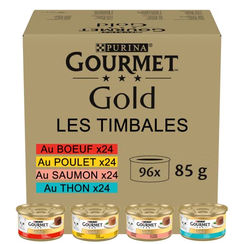 GOURMET Gold Les Timbales : Bœuf, Poulet, Saumon, Thon - Pack 96x85g