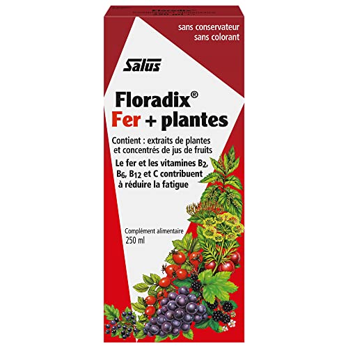 Salus Floradix® Fer + Plantes - Formule Liquide Anti-Fatigue Riche en Fer - Enrichi en Vitamine C pour une Bonne Absorption - 250 ml